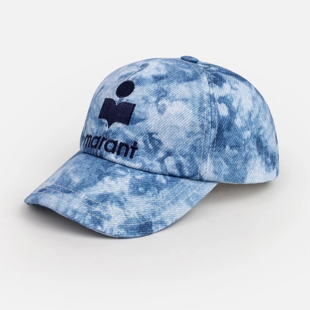 Isabel Marant Blue Denim Tyron Baseball Cap, Size Adjustable Designer Hat Unisex